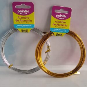 Alambre de aluminio dorado y plateado 8 mts ANC-1801