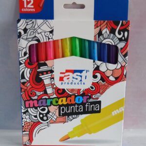 Marcador punta fina 12 colores Fast
