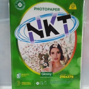 Paquete papel foto brillante 2 lados 230g. 12 hojas NKT verde