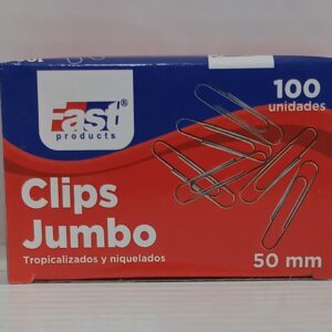 Clips Jumbo niquelado 100 unidades 50 mm