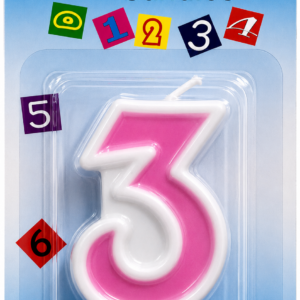Vela rosado numero No. 3
