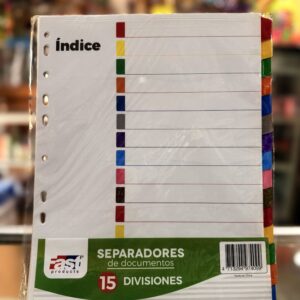 Separadores de documentos carta 15 diviciones Fast