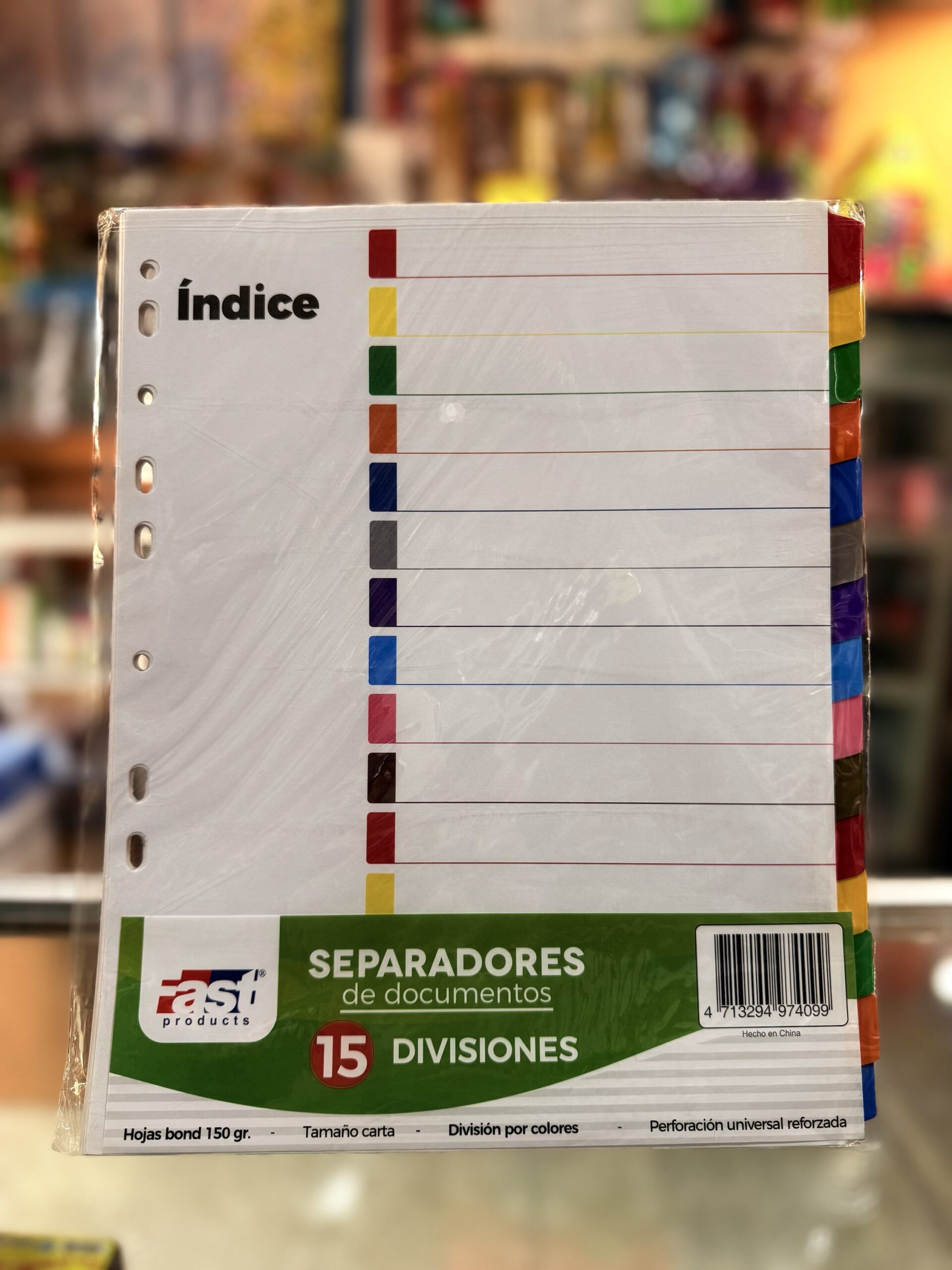 Separadores de documentos carta 15 diviciones Fast