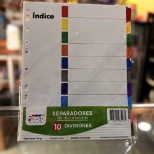Separadores de documenots 10 diviciones carta Fast