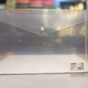 Sobre plástico con broche horizontal blanco transparente