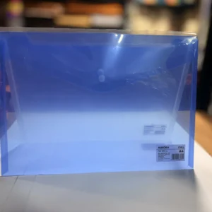 Sobre plástico con broche horizontal azul transparente