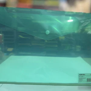 Sobre plástico con broche horizontal verde transparente