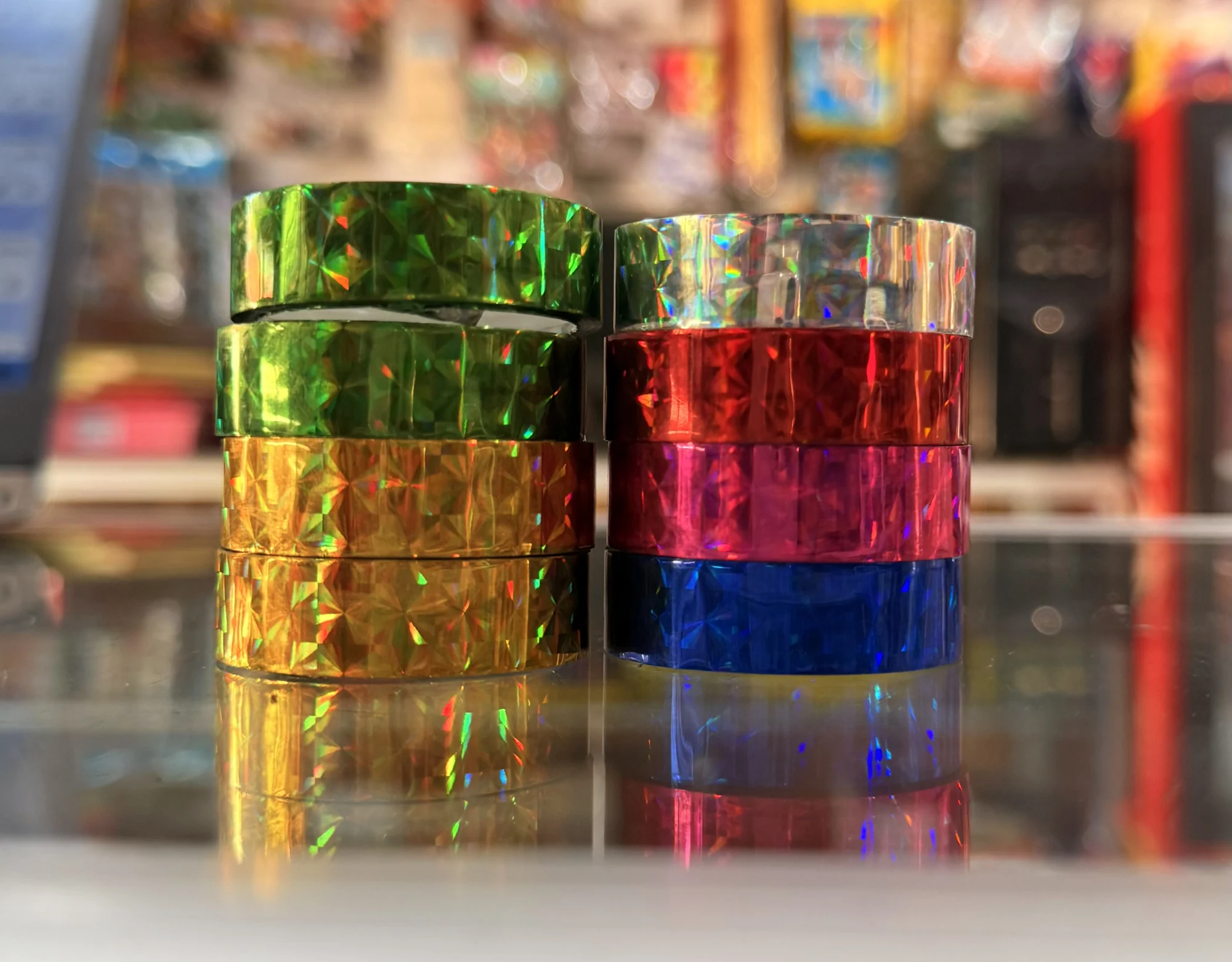 Tape/cinta decorativa x unidad color dorado plata rojo verde morado azul rosado