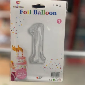 Globo numero 1 plateado 32”