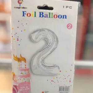 Globo numero 2 plateado 32”