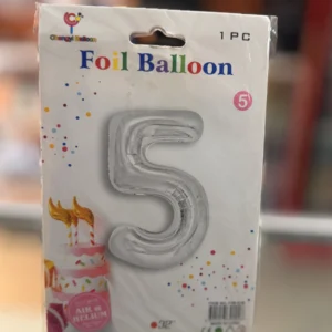 Globo numero 5 plateado 32”
