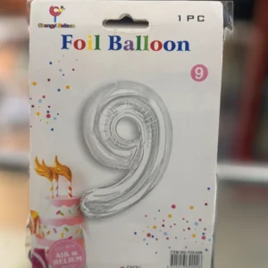 Globo numero 9 plateado 32”