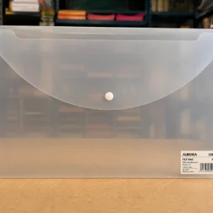 Sobre plástico con broche horizontal OFICIO blanco transparente