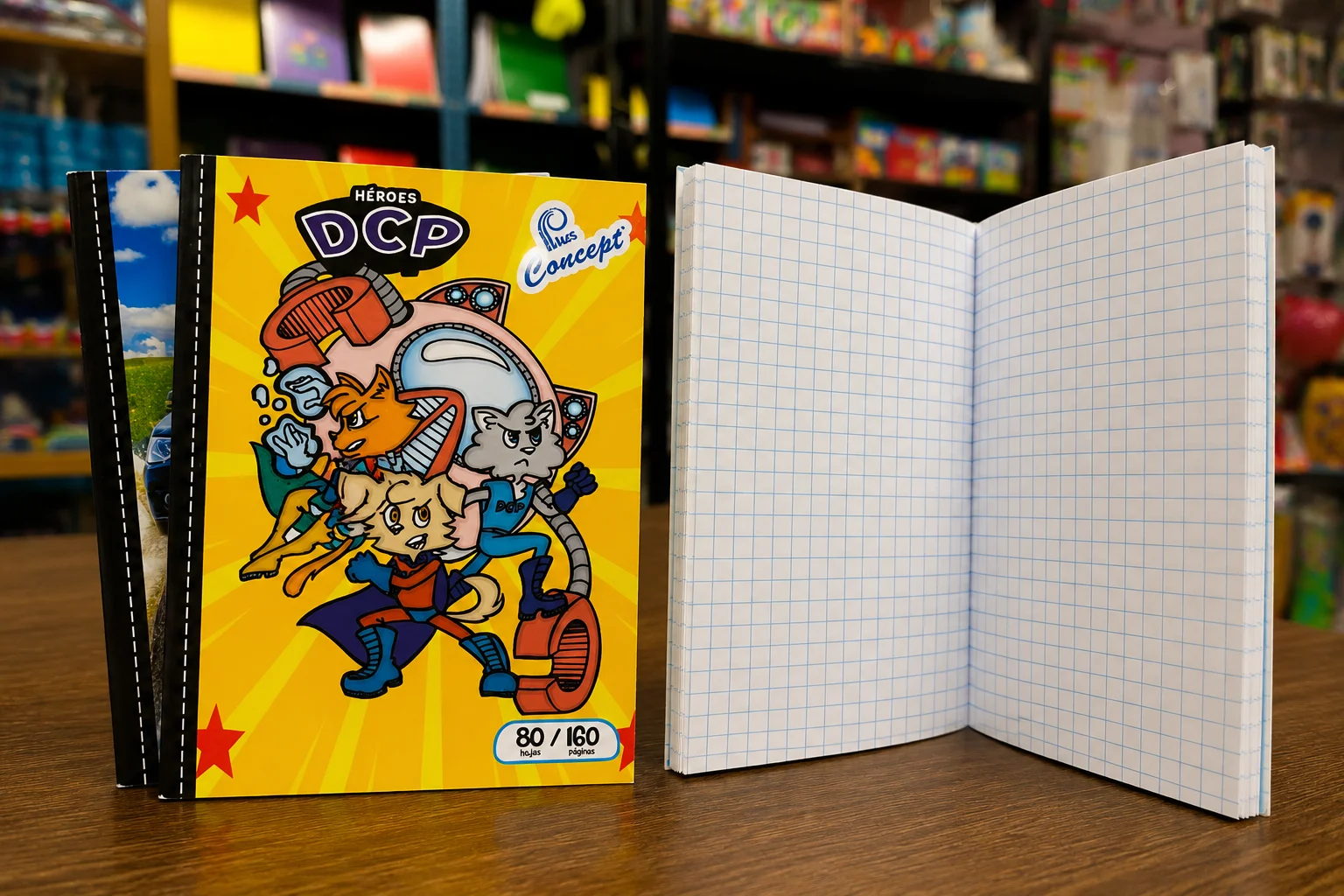 Cuaderno engrapado 80 hojas cuadros Concept