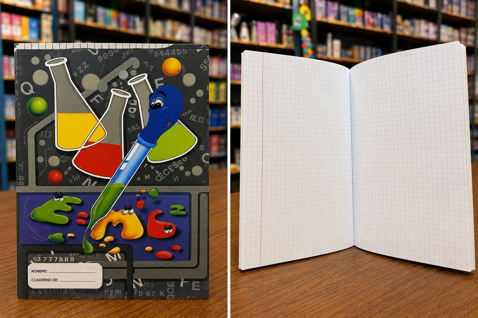 Cuaderno grapado 40 hojas cuadros pequeño