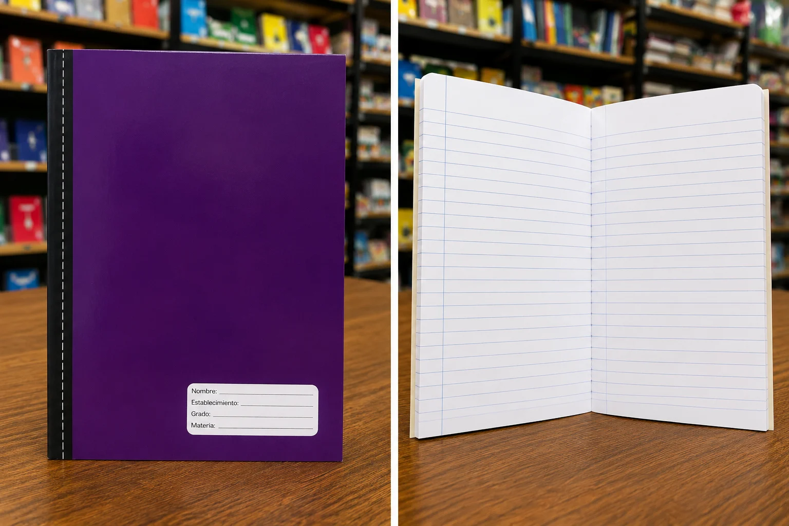 Cuaderno engrapado lineas 100 hojas concept