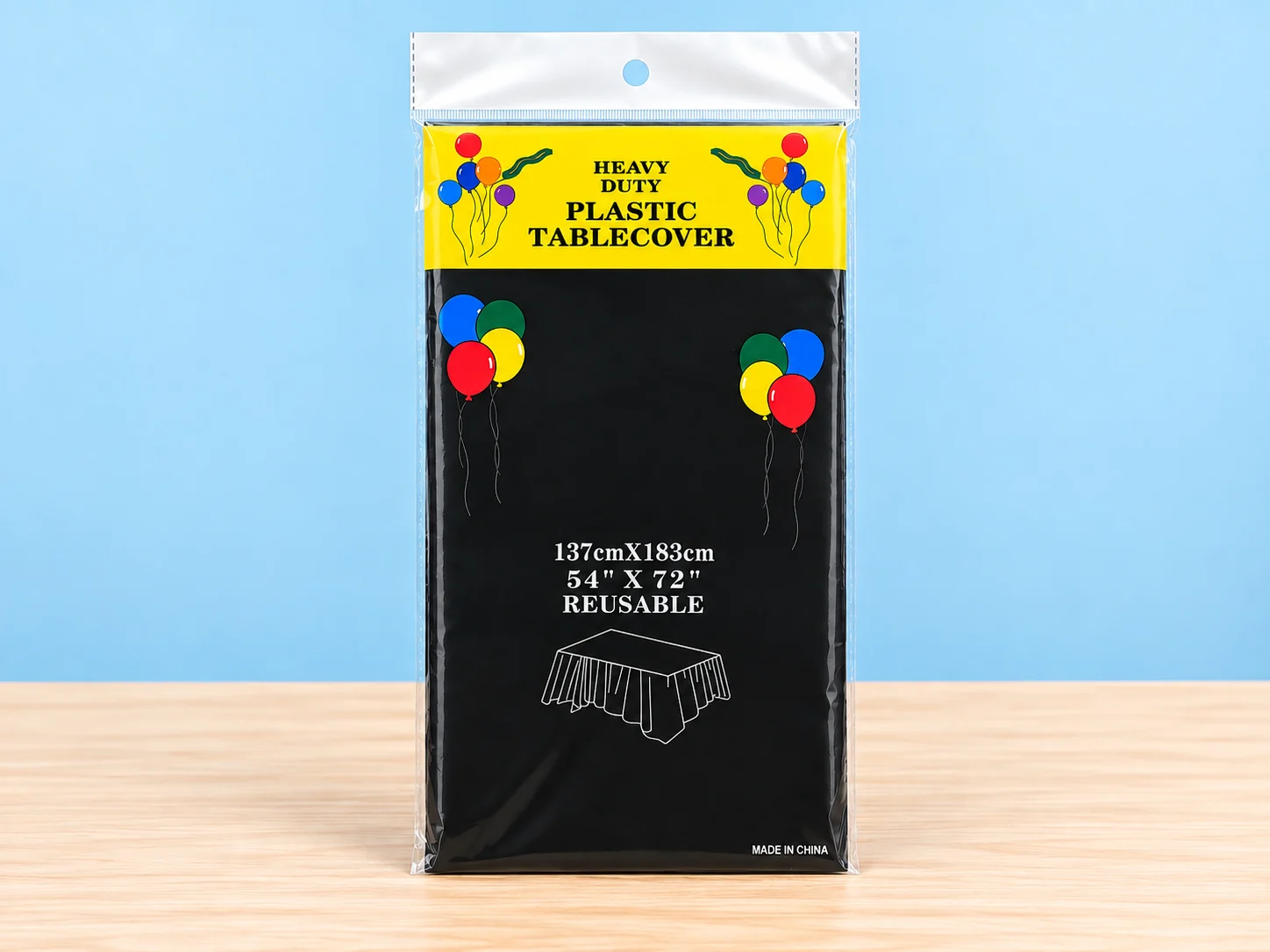 Mantel de plastico liso negro 137cm x 183cm Heavy Duty ZyC