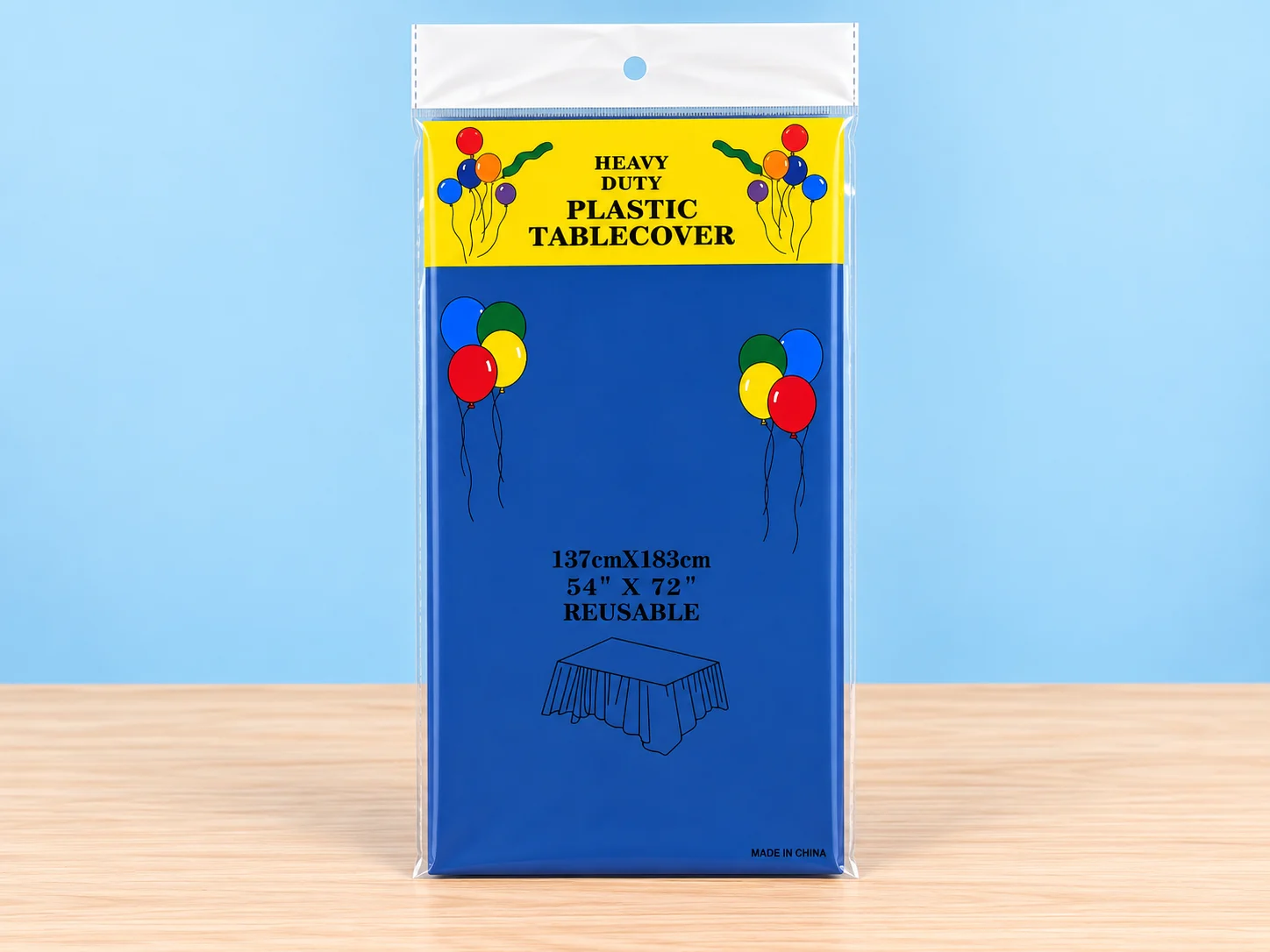 Mantel de plastico liso Azul 137cm x 183cm Heavy Duty ZyC