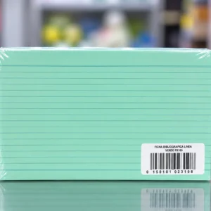 Ficha bibliografica con linea verde 5*8 x ciento
