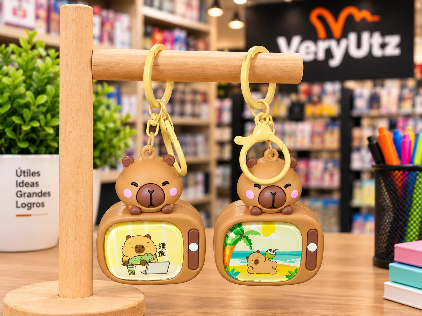 Llaveros Capibara tv con luz