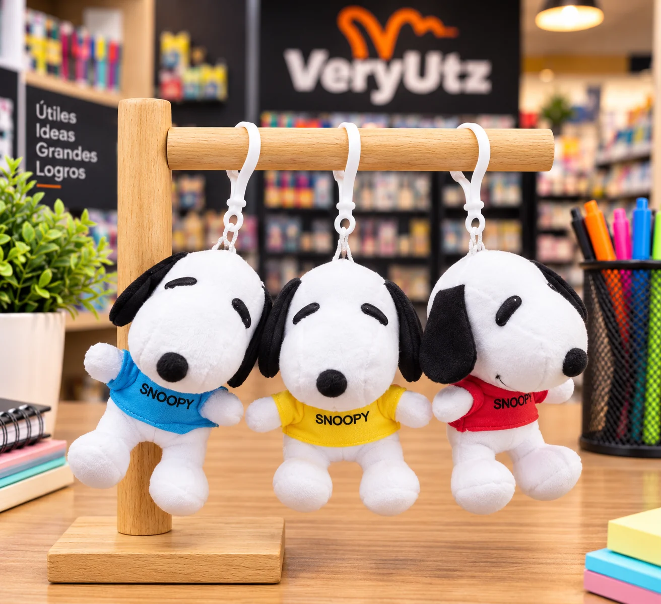 Llaveros Snoopy overol argolla plastico