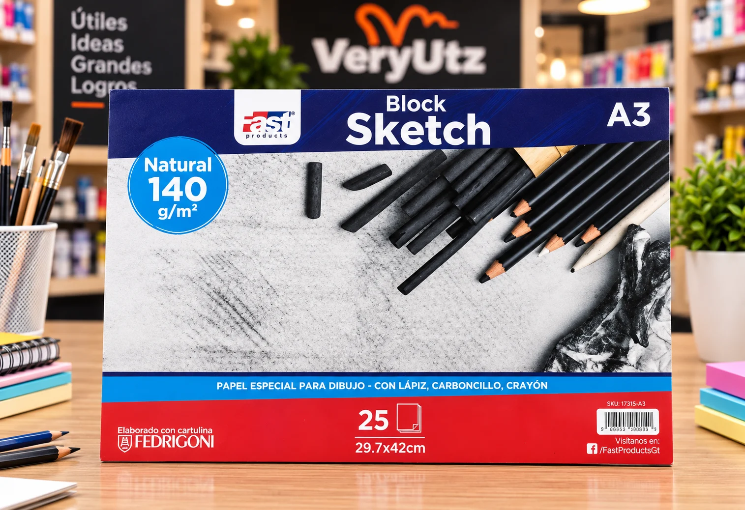 Block formato A-3 Sketch natural 140g. Fast