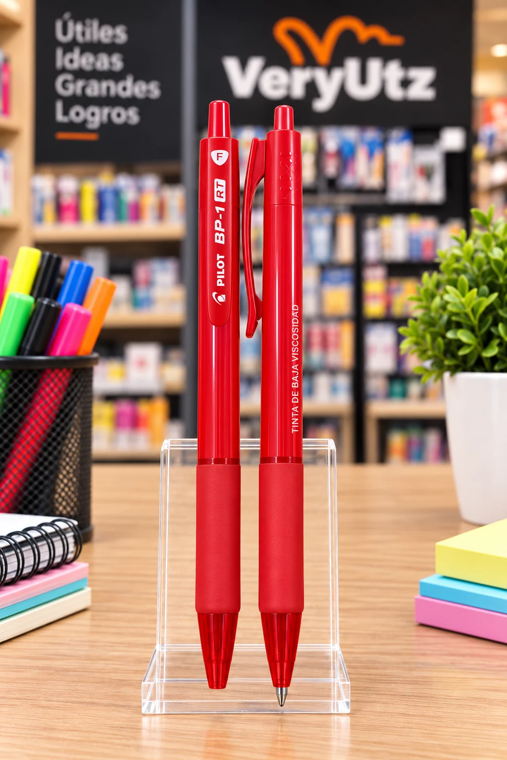 Lapicero aceite BP-1RT-F-R con grip ROJO x unidad Pilot