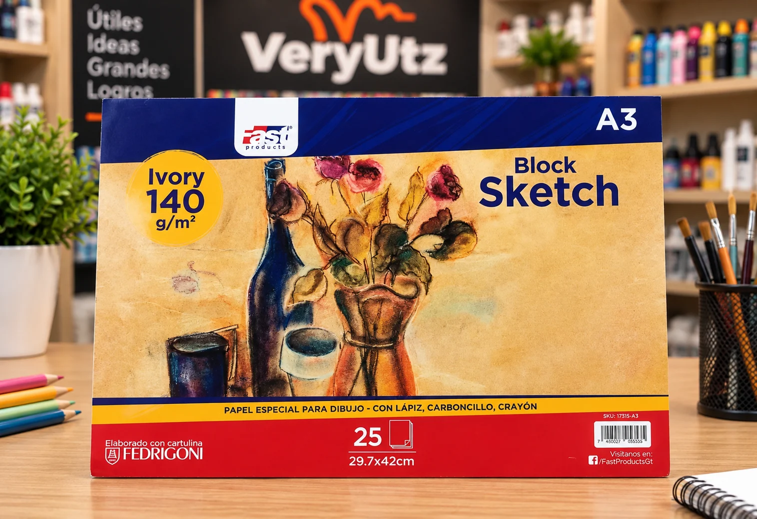 Block formato A-3 Sketch ivory 140g. Fast