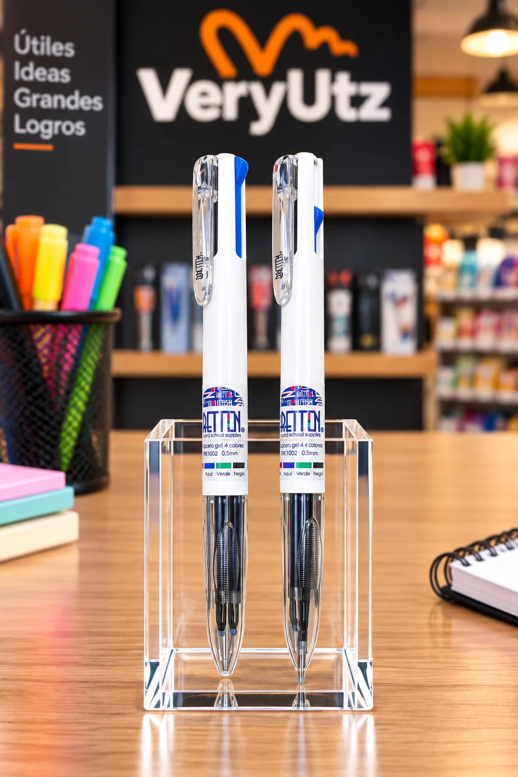 Lapicero Bretton Blanco 4 colores gel