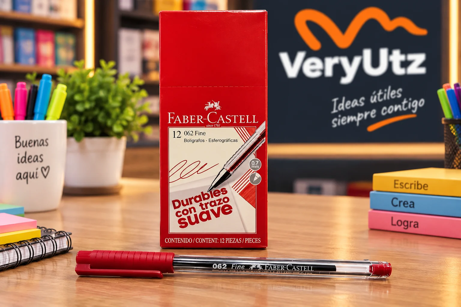 Lapicero faber castell rojo punta fina