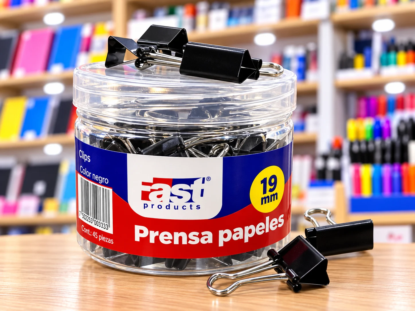 Prensa papel 19mm 40 unidades Fast