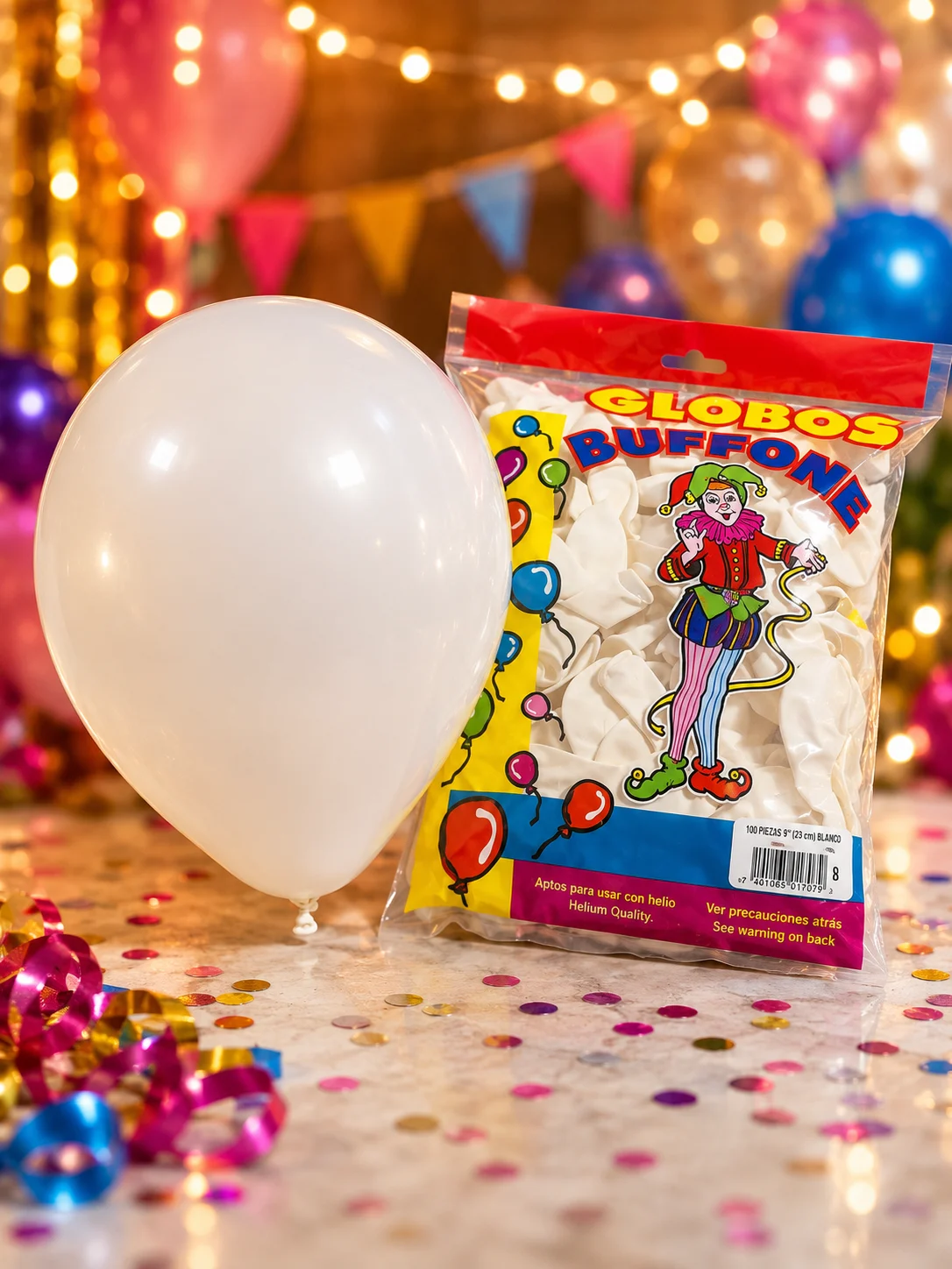 Globos bufone 100 piezas blanco No. 8