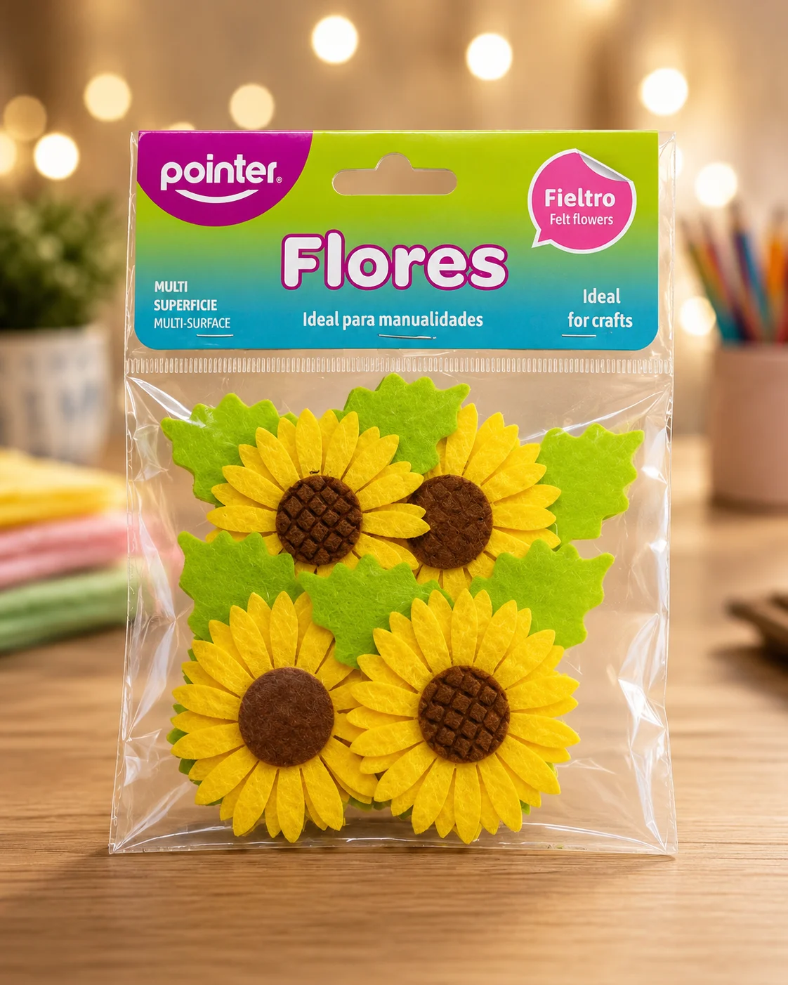Figuras de fielto adhesivas flores amarillos Pointer