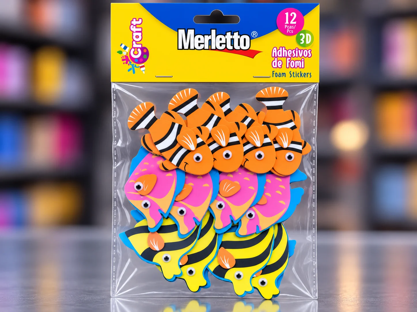 Figuras foamy adhe peces naranja/rosado/amarillo 785-8944008