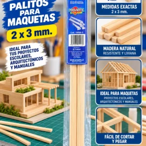 10 Palitos para maquetas 1x2mm proarte
