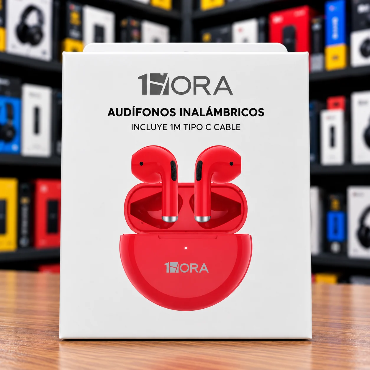 Audifonos inalambricos tipo c 1hora modelo AUT119 Rojo