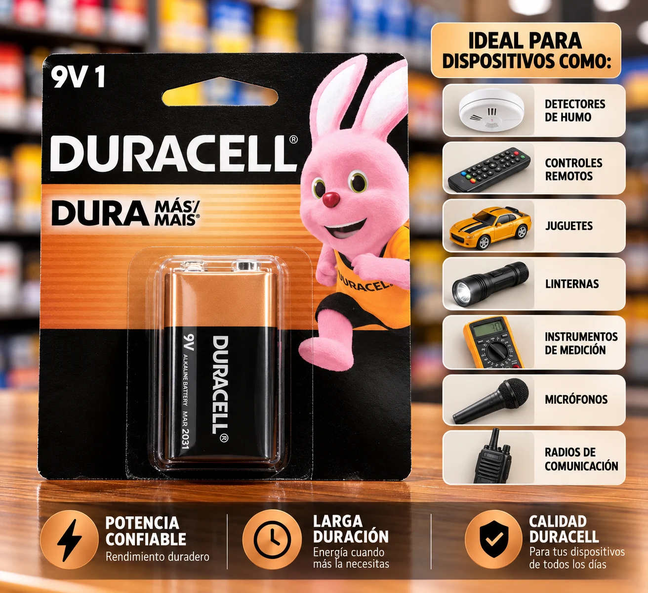 Batería duracell 9V