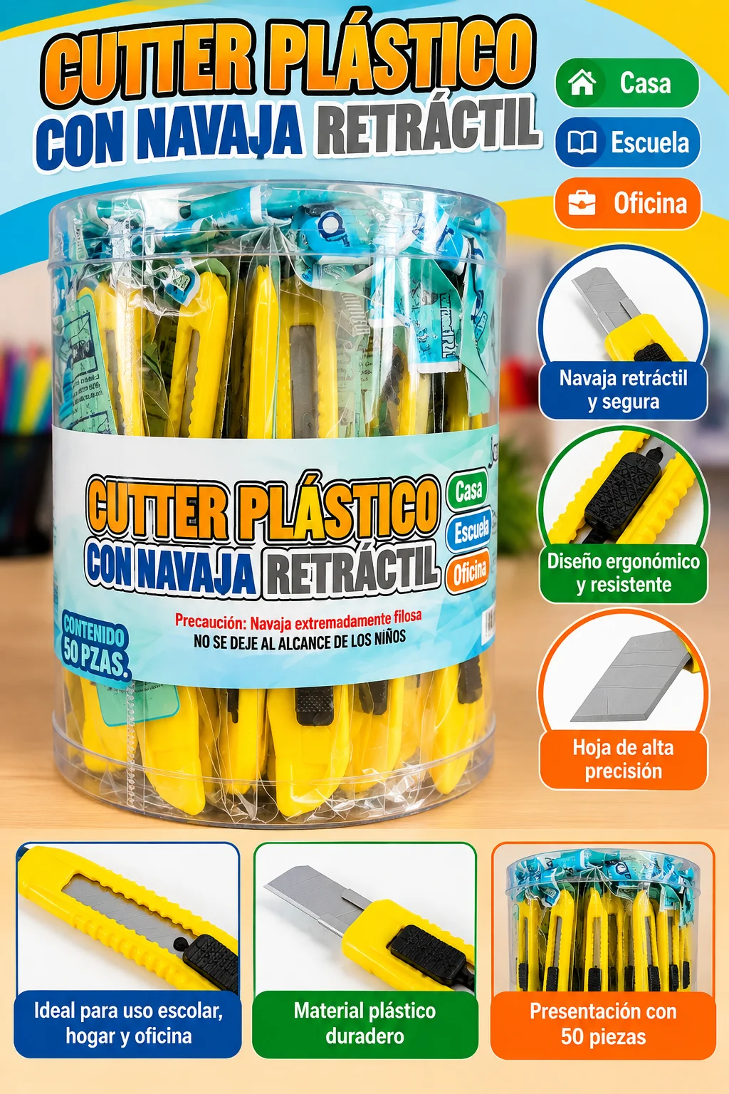 Bote 50 Cuchilla / cutter pequeña joca