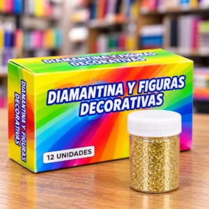 Brillantina / diamantina en frasco dorado unidad