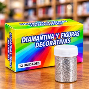 Brillantina / diamantina en frasco plata unidad