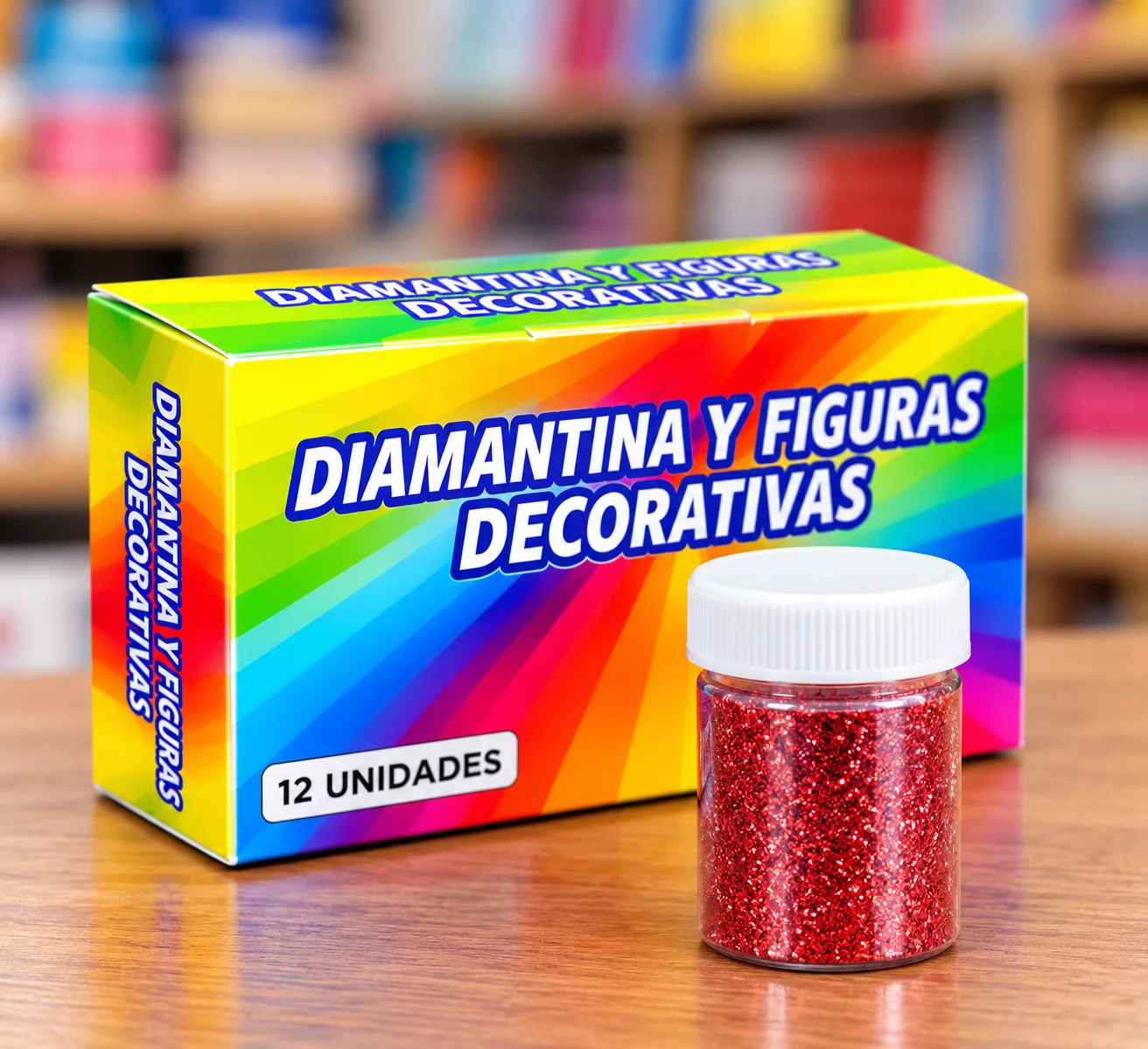 Brillantina / diamantina en frasco rojo unidad