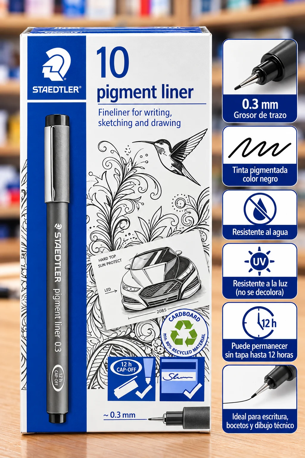 Caja 10 rapidografo desechable Staedtler 0.3