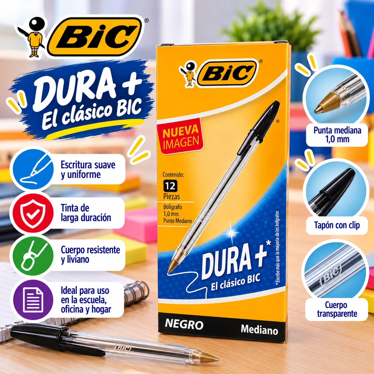 Caja 12 Lapicero BIC negro