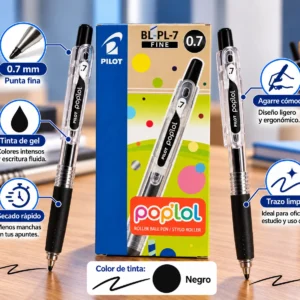 Caja 12 lapicero Pilot Poplol 0.7 gel negro