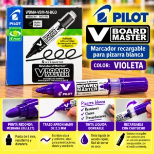 Caja 12 marcadores para pizarra violeta Pilot