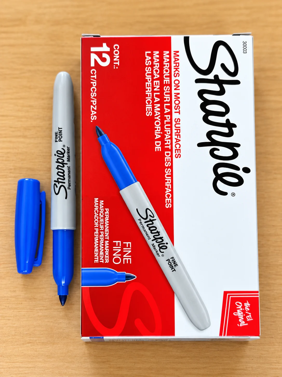 Caja 12 marcadores Sharpie punta fina Azul