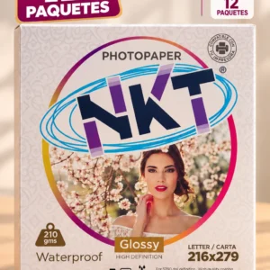 Caja 12 paquetes (20h) papel foto brillante 210g. NKT