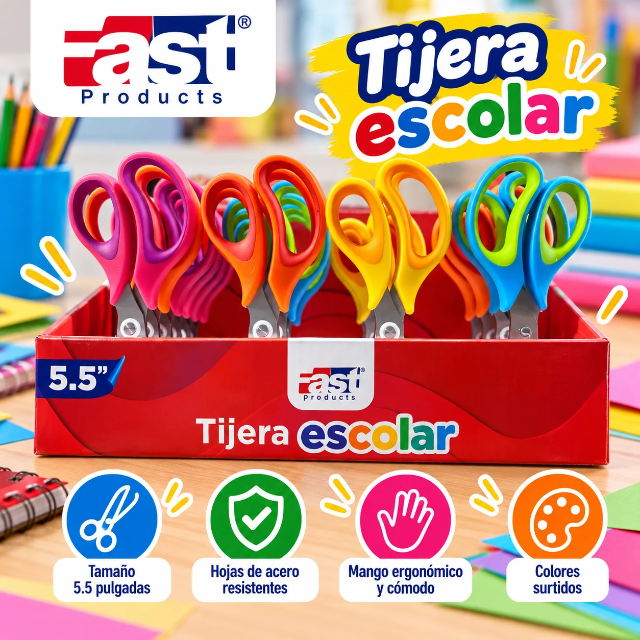 Caja 24 Tijera escolar 5.5 Fast