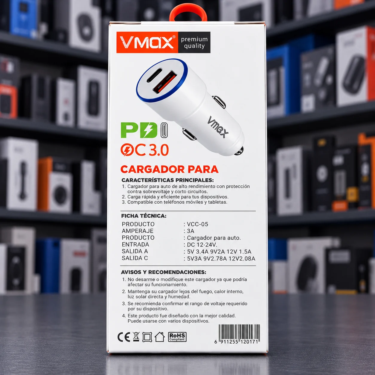 Cargador rapido para auto 45W USB-C VCC-05 Vmex