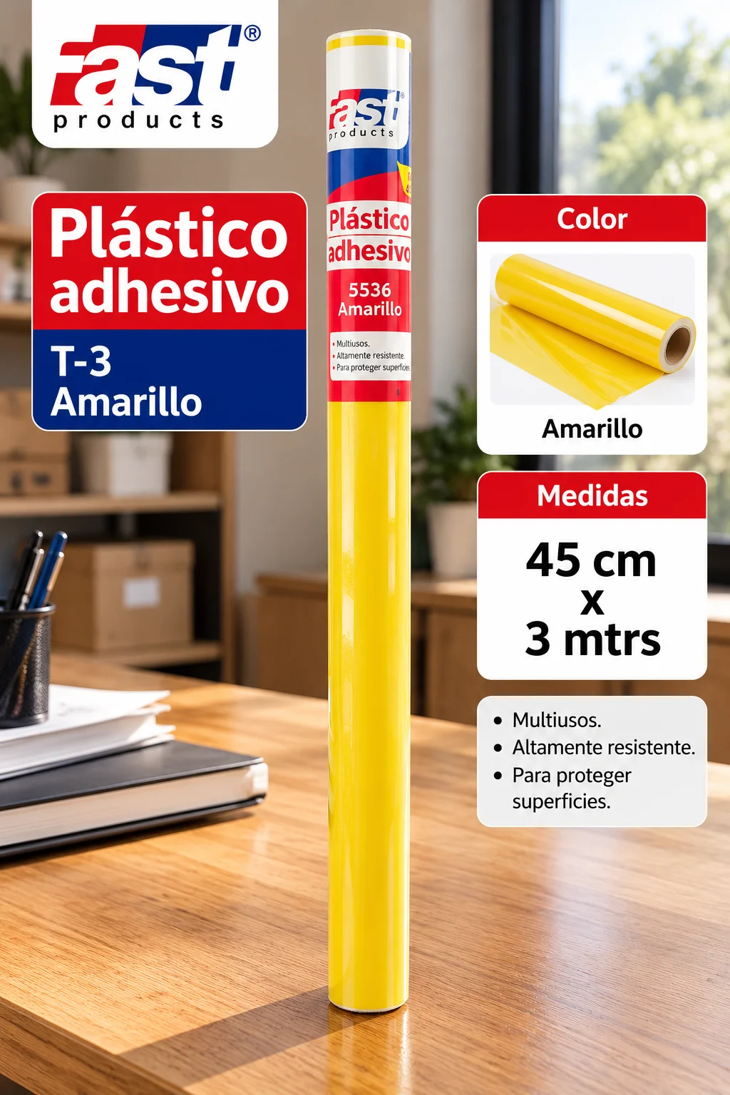 Contact / plastico adhesivo amarillo 45cm x 3mts. Fast